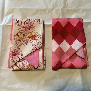NWOT-Chic Pink, Red & White Twilly / Hair Scarf Duo